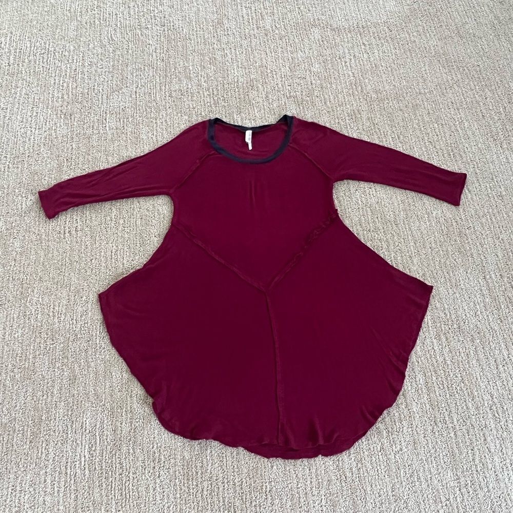 Free People Maroon 3/4 Sleeve Sweater Top